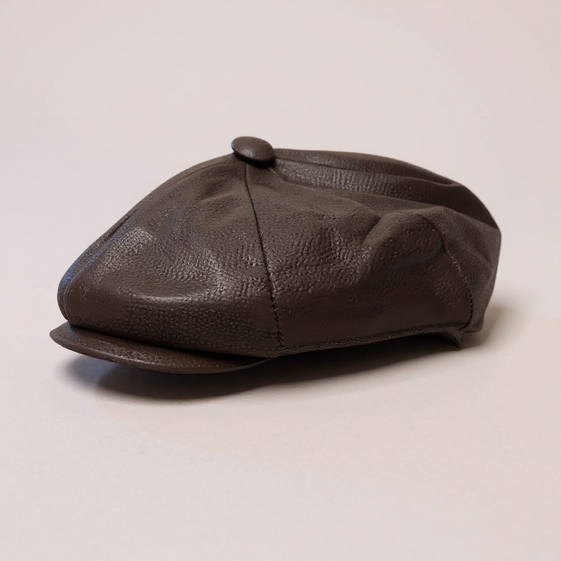 POKIS – Brown Leather Peaky Blinders Newsboy Cap