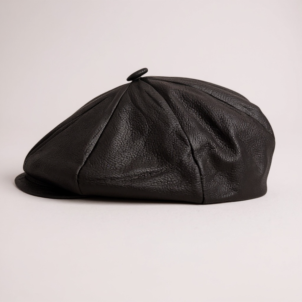 Newsboy Voluminous Cap – Peaky Blinders 100% Genuine Leather Baker Hat – Vintage Gangster Men’s Headwear
