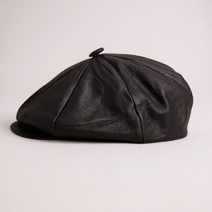 Newsboy Voluminous Cap – Peaky Blinders 100% Genuine Leather Baker Hat – Vintage Gangster Men’s Headwear