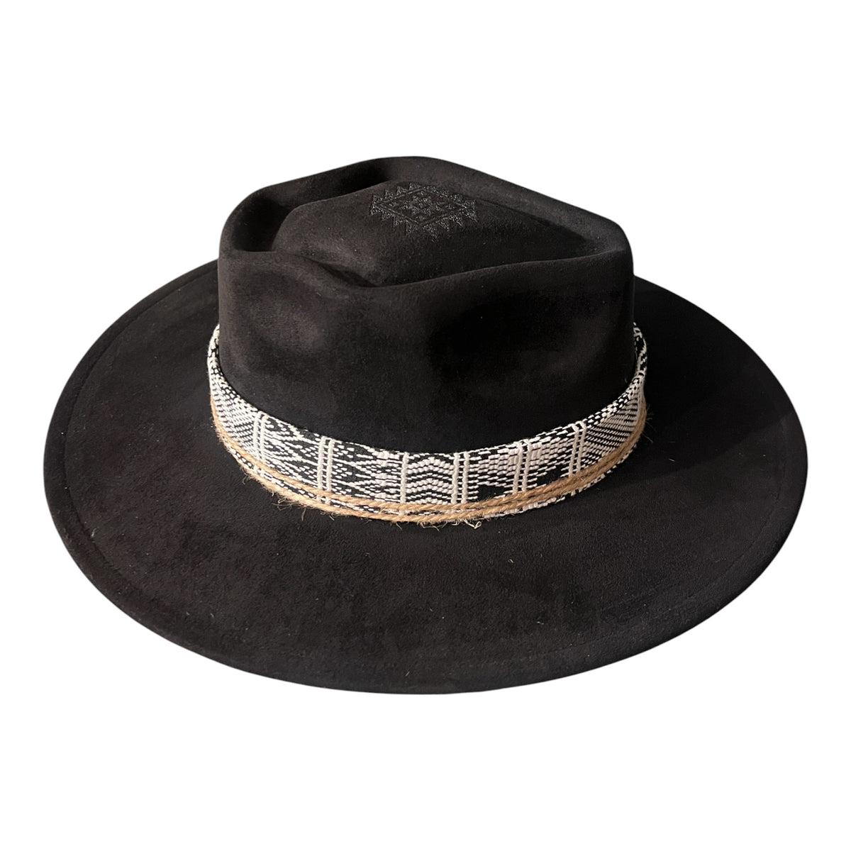 The Sentinel – Wide Brim Suede Fedora Hat in Black