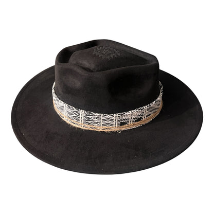 The Sentinel – Wide Brim Suede Fedora Hat in Black