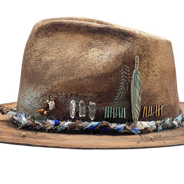 Flowers – Mystic Amulet Felt Hat – Handmade Bohemian Vintage Style