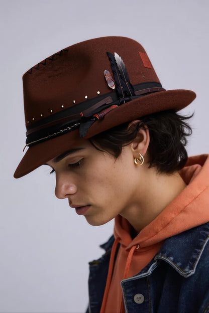 Boho Rock Style Wool Fedora Hat – Short Brim Collection