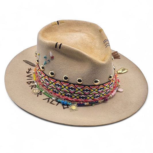 Vibrar Alto – Colorful Vintage Bohemian Wool Felt… – wool felt fedora hat, detail view 7 | Pokijomba Hats