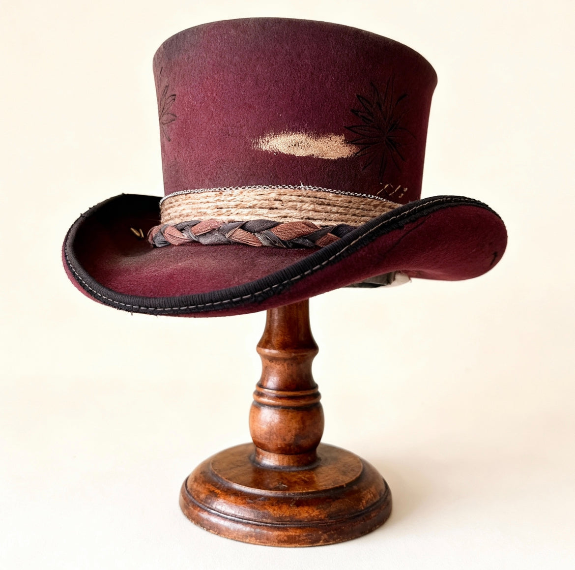 Red Opal – Burgundy Wool Felt Low Top Hat