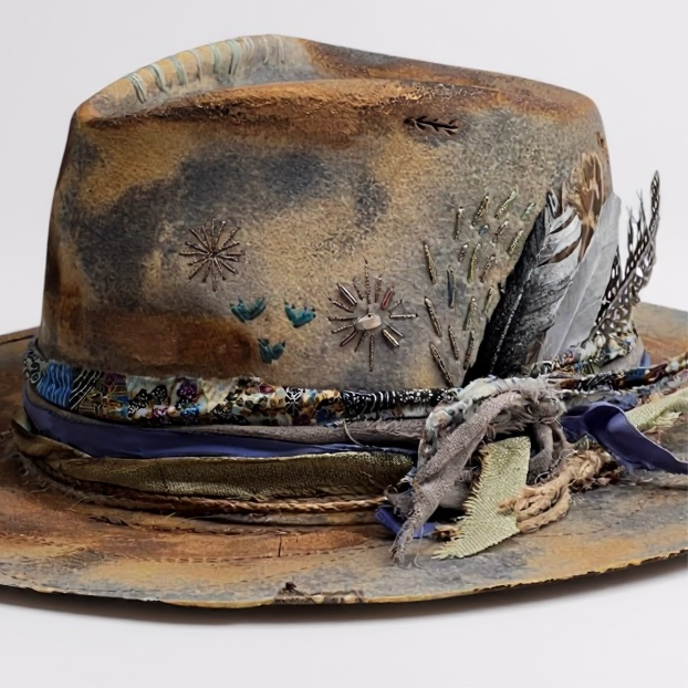 Boho Soul | Rare Vintage Indigo Fedora – Handcrafted Felt Hat Dyed in Natural Indigo