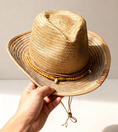 Sol Summer Hat – Gold Indigo Straw Fedora