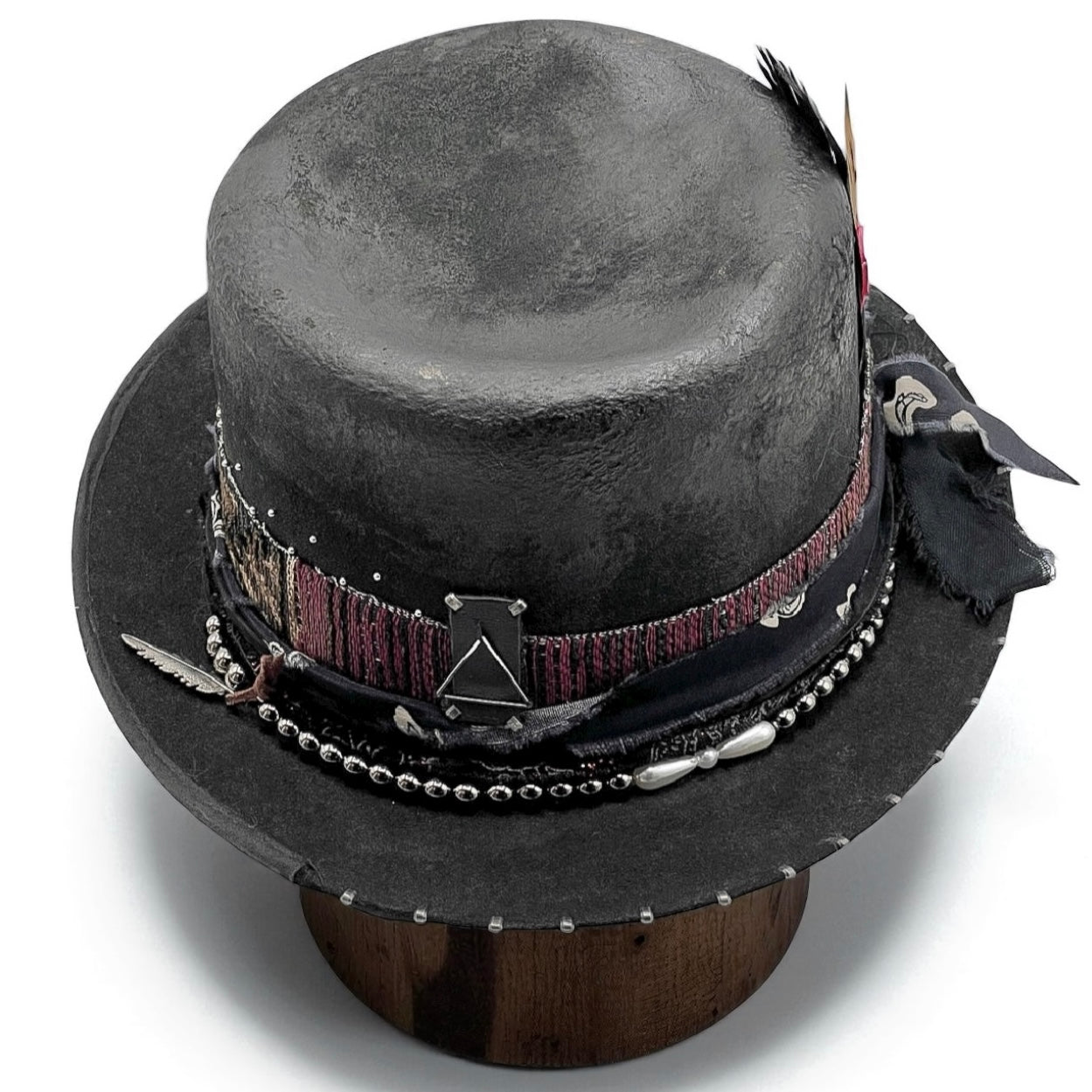 Brave Soul – Black Wool Felt Hat – Leather Effect