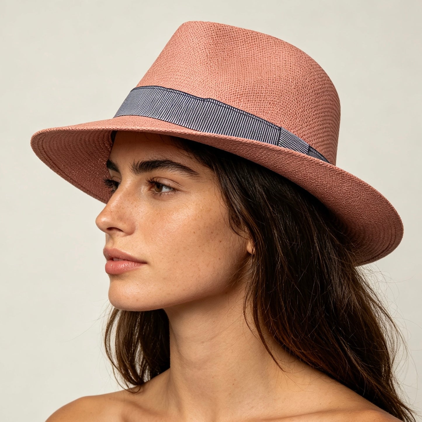 POKIS — Pink Summer Straw Trilby Hat