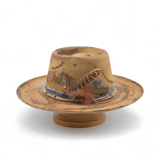 Gracias Vida Bohemian Round Crown Felt Hat – Stylish Handmade Hat