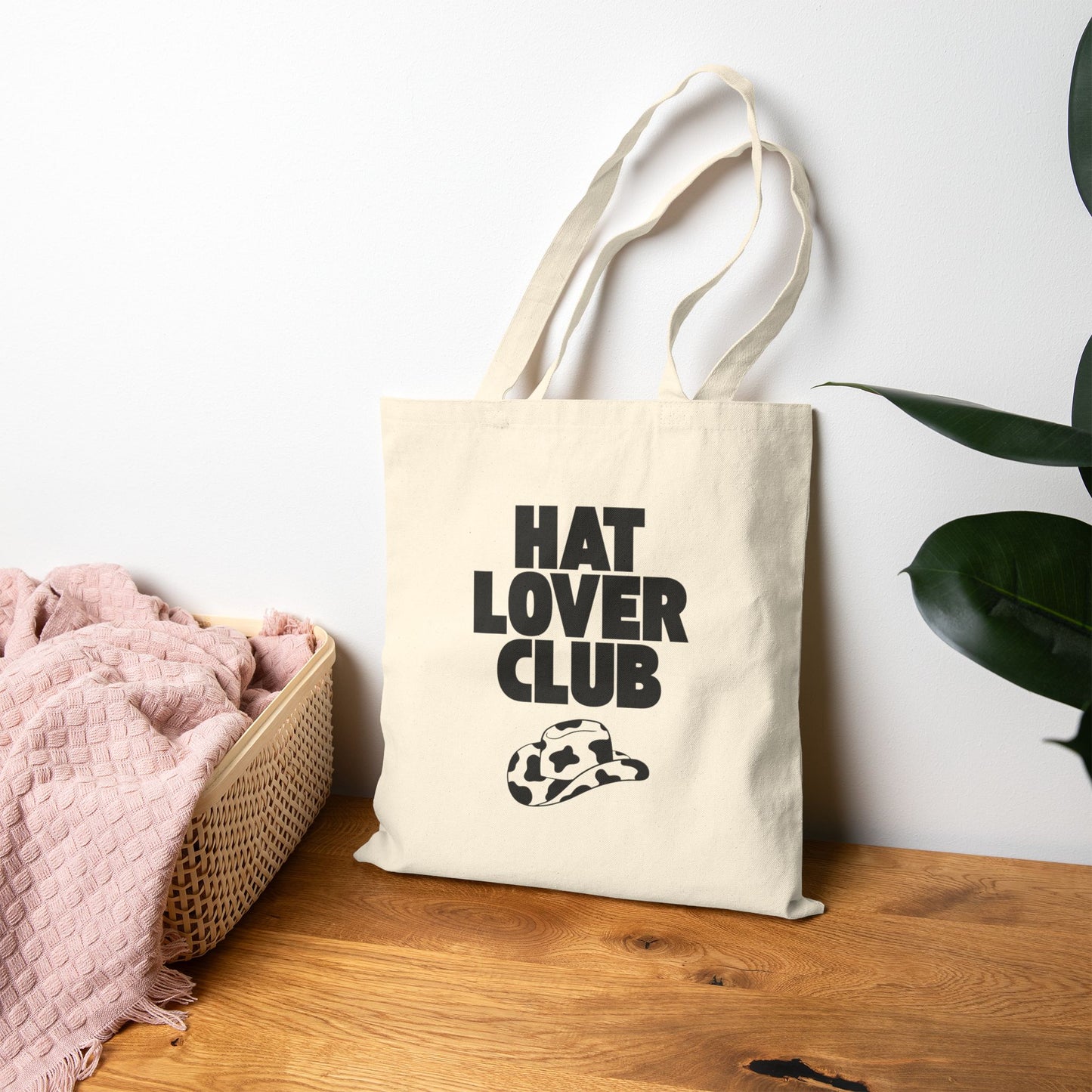 Hat Lover Club Canvas Tote Bag – 'Hat Lover Club' Graphic Cotton Shopper