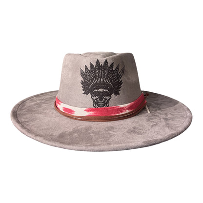 The Sentinel – Wide Brim Suede Fedora Hat in Soft Grey