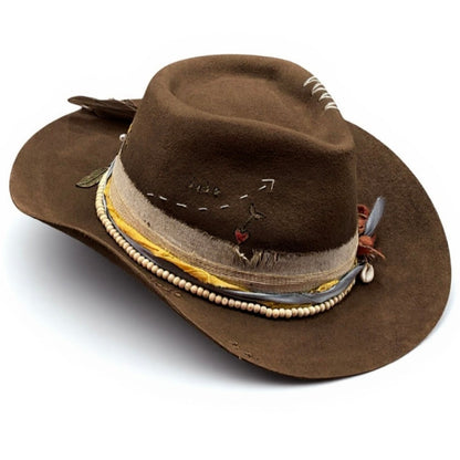 Alive – Brown Felt Cowboy Hat | Western Bohemian Wool Hat for Women & Men