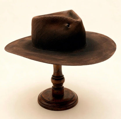 Distressed Wool Felt Fedora – Vintage Wide Brim