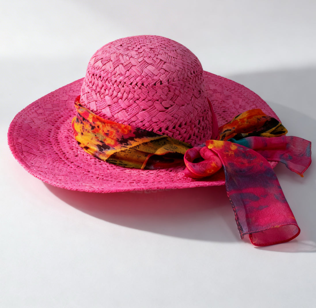 The Marbella — Wide Brim Hot Pink Straw Hat |… – handcrafted straw hat made in Italy | Pokijomba Hats