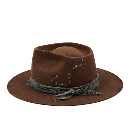 Horoscop Wool Felt Fedora – Star Constellation Design – 
SCORPIO