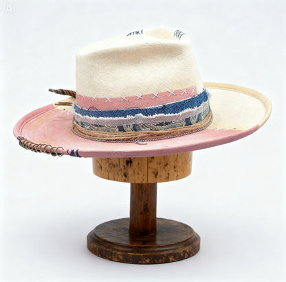 Hawái Felt Hat | Handmade Wool Fedora with Boho Details | Unisex Artisan Hat