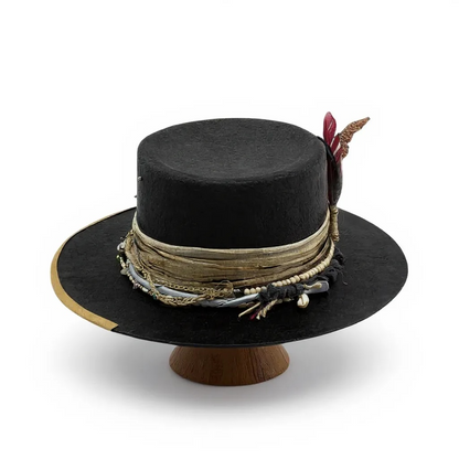 Fantastic – Black Wool Felt Bolero Hat – Boho Chic