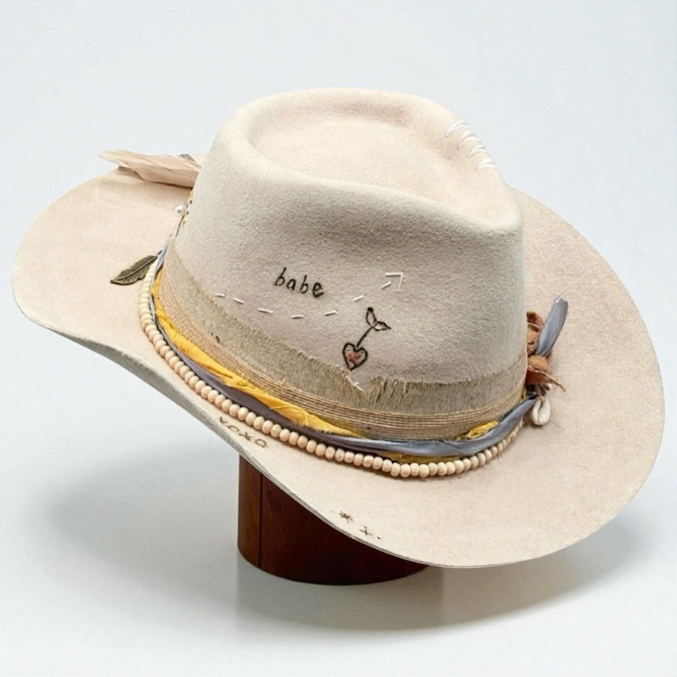Alive – Beige Felt Cowboy Hat | Western Bohemian Wool Hat for Women & Men