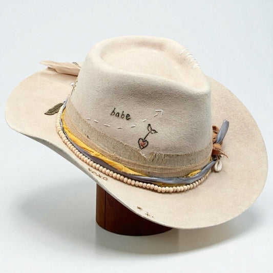 Alive – Beige Felt Cowboy Hat | Western Bohemian Wool Hat for Women & Men
