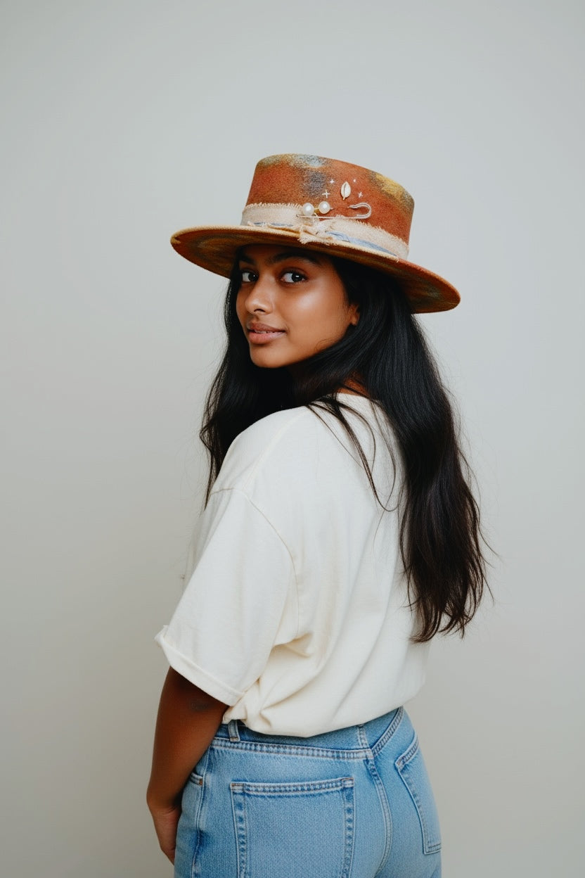 In Stock – Warm Sunset – Boho-Chic Wool Felt Hat