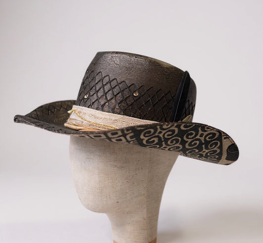 Mystic Soul – Rare Vintage Handmade Statement… – handmade felt cowboy hat, detail view 3 | Pokijomba Hats