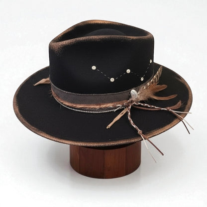 Casiopea – Black & Bronze Wool Felt Fedora Hat