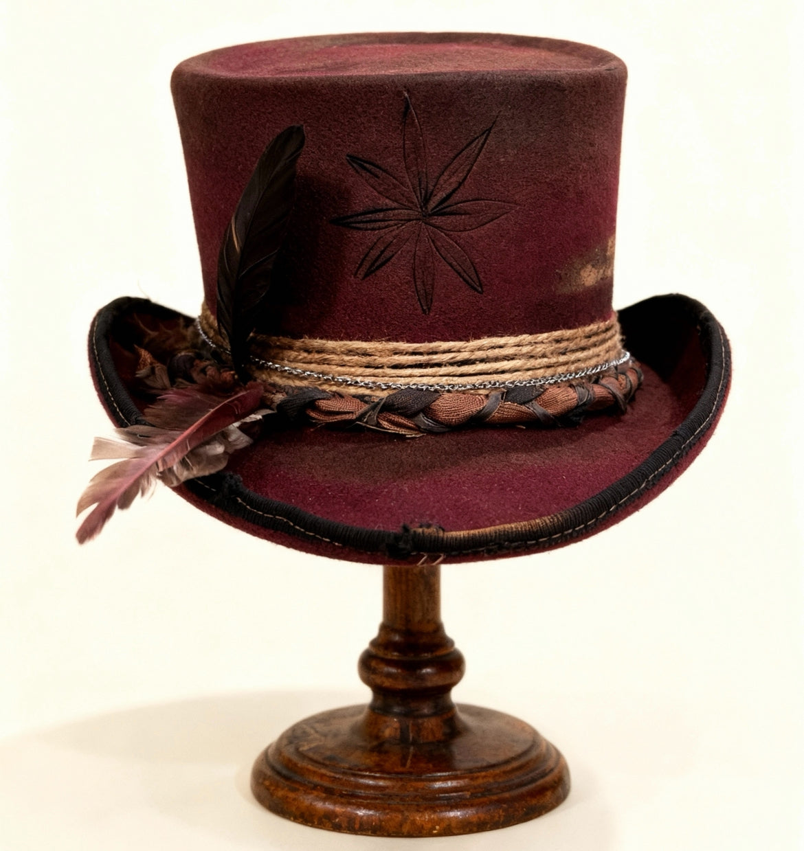 Red Opal – Burgundy Wool Felt Low Top Hat