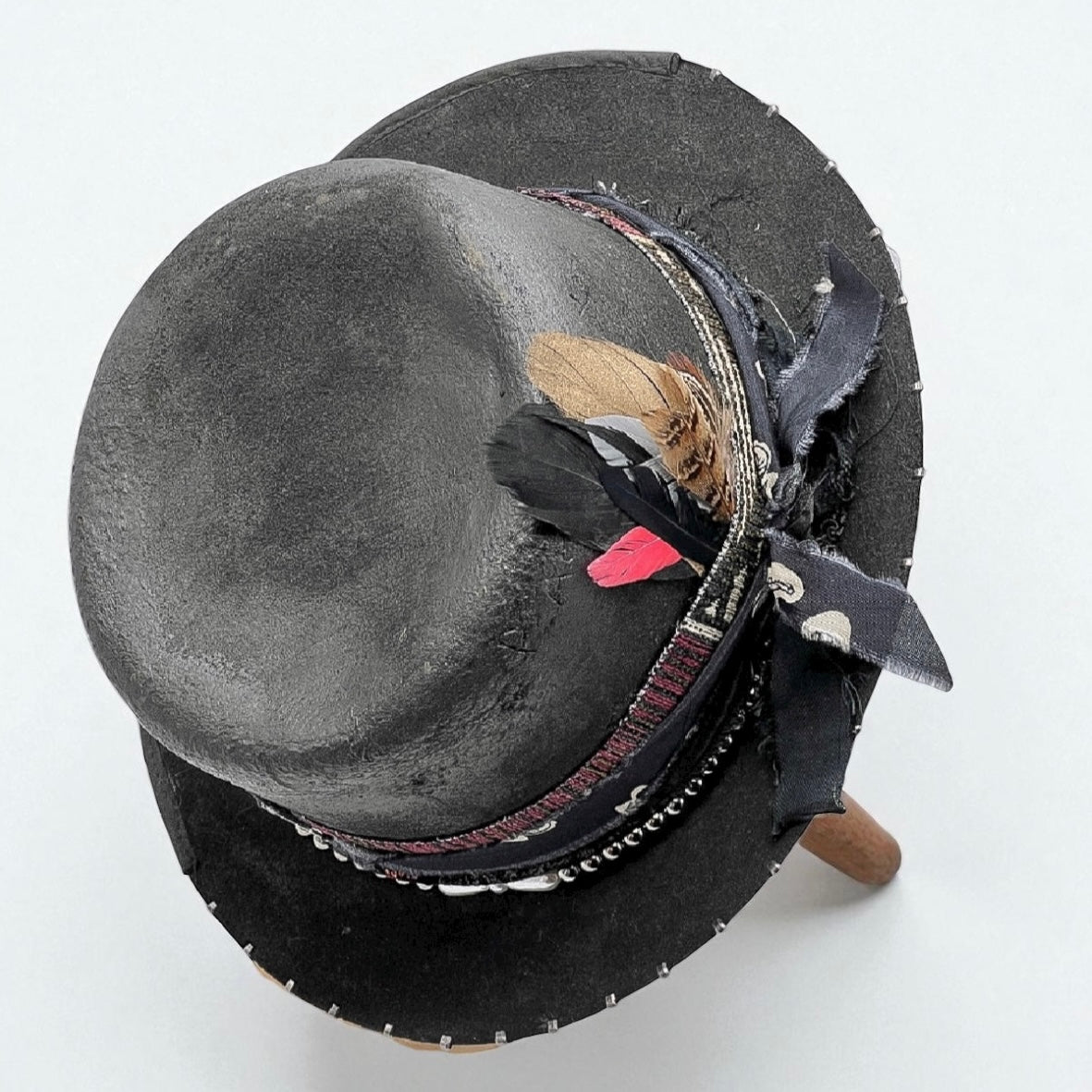Brave Soul – Black Wool Felt Hat – Leather Effect