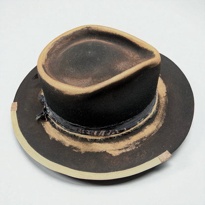 Lady Rebel | Black Wool Felt Fedora Hat – Gold Sparkle Effect