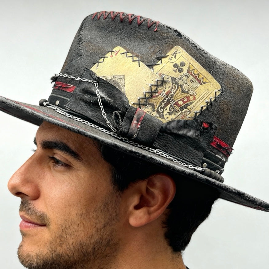 Rare Vintage Skull Hat – Amager – Leather Effect Felt Hat