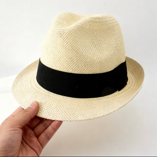 The Napoli — Classic Straw Fedora Hat | Black Band | Made in Italy