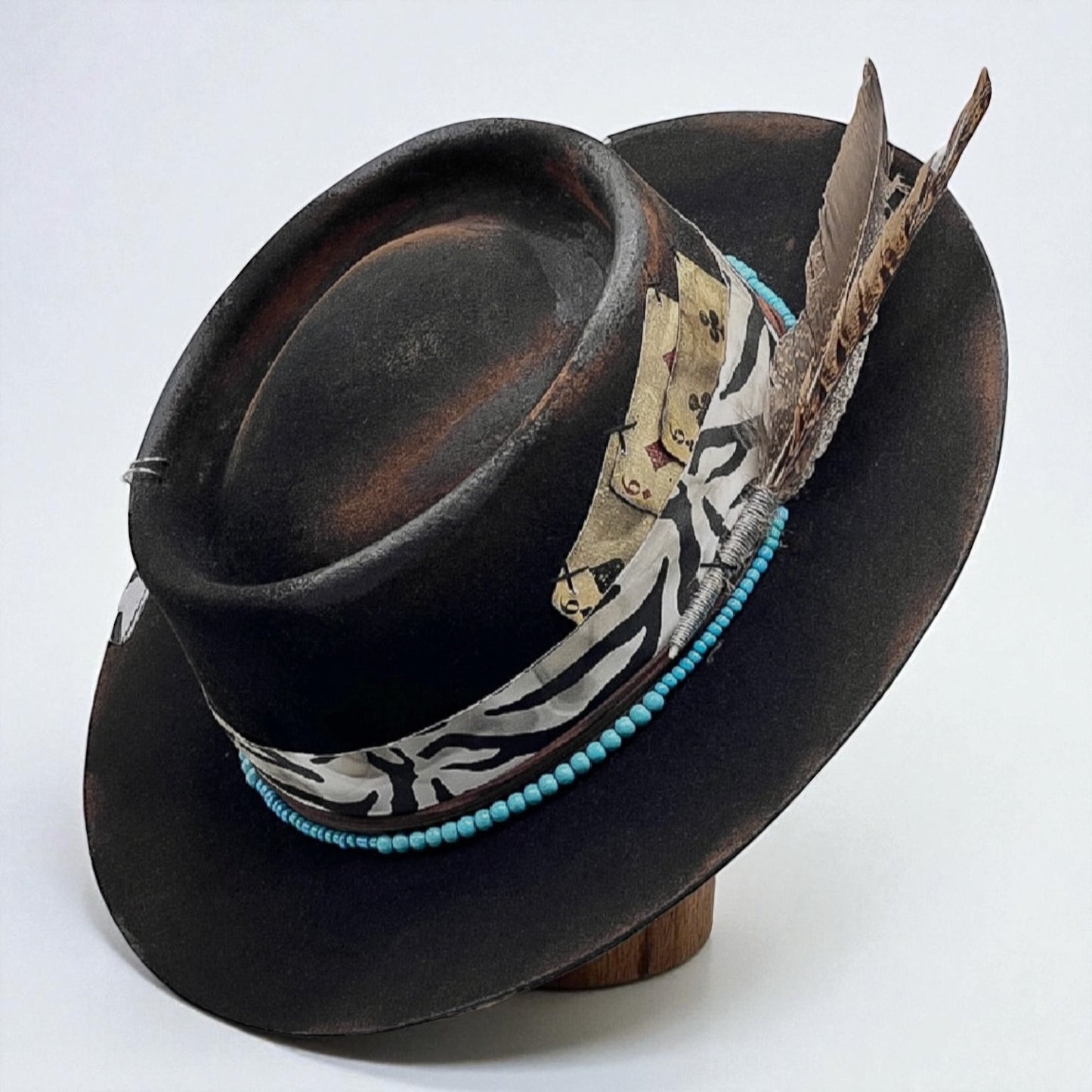 La Brujería Rare Vintage Felt Hat – Handmade Round Crown Rock Boho Style