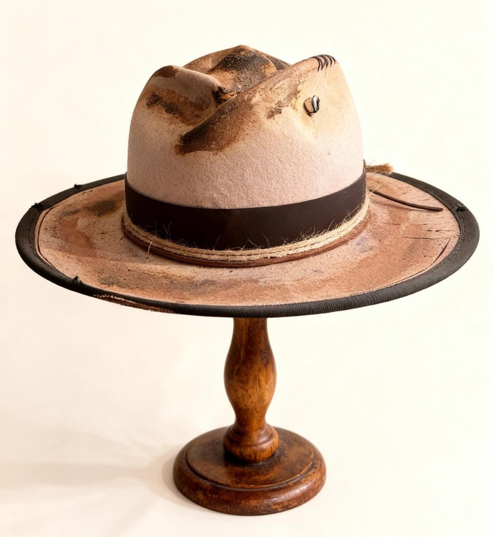 In Stock – Rare Skull Hat – Leather Effect Fedora Wool