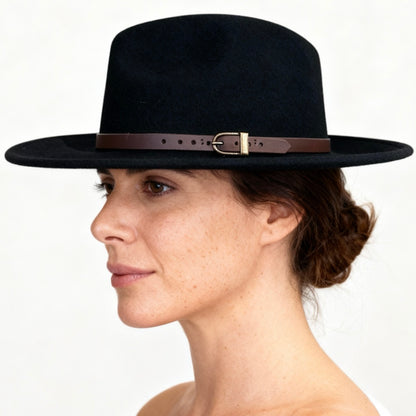 Classic Teardrop Fedora Hat – Foldable, Waterproof & Flexible Indiana Jones Wool Felt Hat in Black