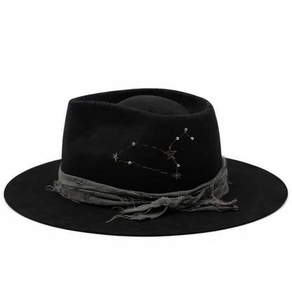 Horoscop Wool Felt Fedora – Star Constellation Design – LEO