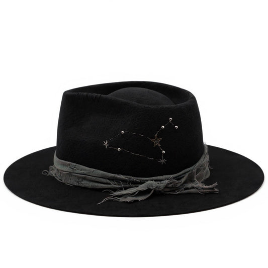 Horoscop Wool Felt Fedora – Star Constellation Design – LEO