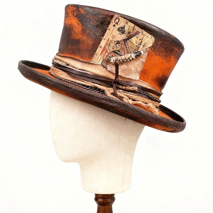 The Dorian – Vintage Top Hat – handmade handmade felt top hat by artisan Ruby Cantero, detail view 4 | Pokijomba Hats