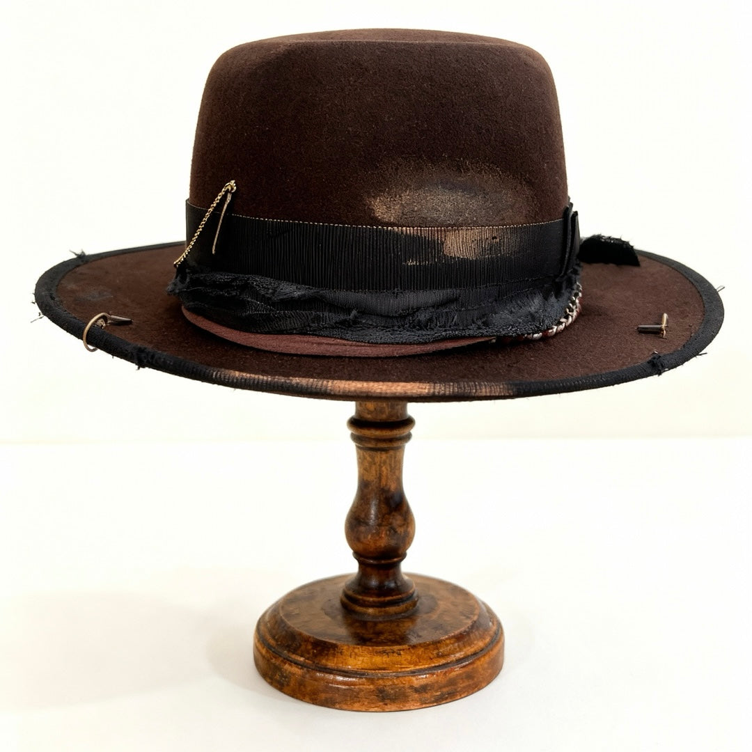 Chloe – Brown Wool Felt Round Crown Hat