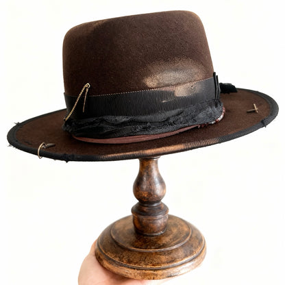 Chloe – Brown Wool Felt Round Crown Hat