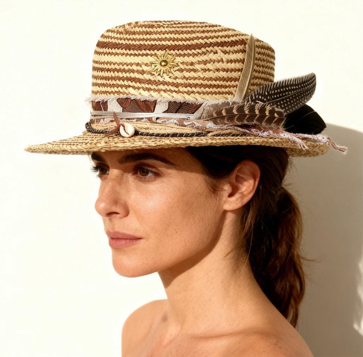 Straw Medium Brim Fedora Hat – Summer Hat – handmade straw fedora hat by artisan Ruby Cantero | Pokijomba Hats