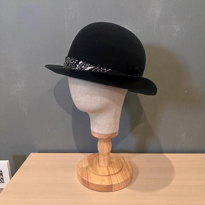 Modern Bowler Hat – Black Bandana – Wool Felt Hat