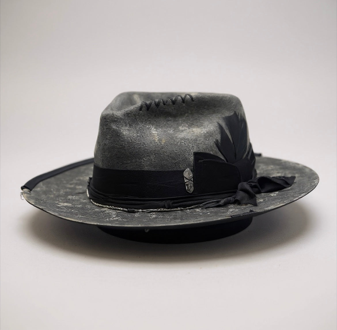 Heat Waves Tie-Dye Felt Hat | Handmade Wool Fedora with Boho Details | Unisex Artisan Hat