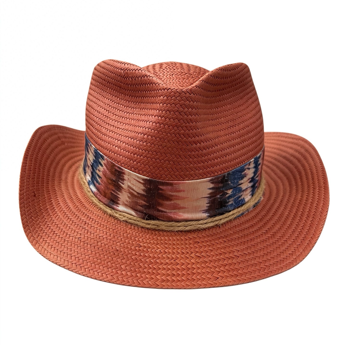The Saltwind Hat in Ember – Handmade Shantung Cowboy Hat with Ikat Band