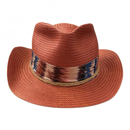 The Saltwind Hat in Ember – Handmade Shantung Cowboy Hat with Ikat Band