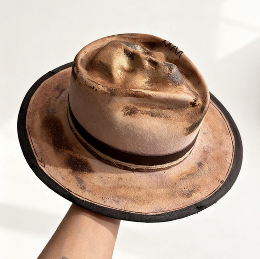 In Stock – Rare Skull Hat – Leather Effect Fedora Wool