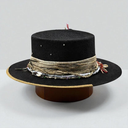 Fantastic – Black Wool Felt Bolero Hat – Boho Chic