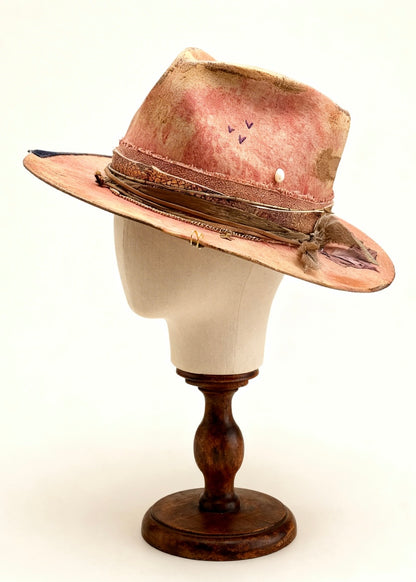 The Pink Boho Soul – Vintage Tie-Dye Wool Felt Fedora Hat