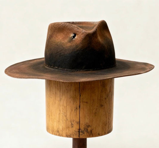 Distressed Wool Felt Fedora – Vintage Wide Brim