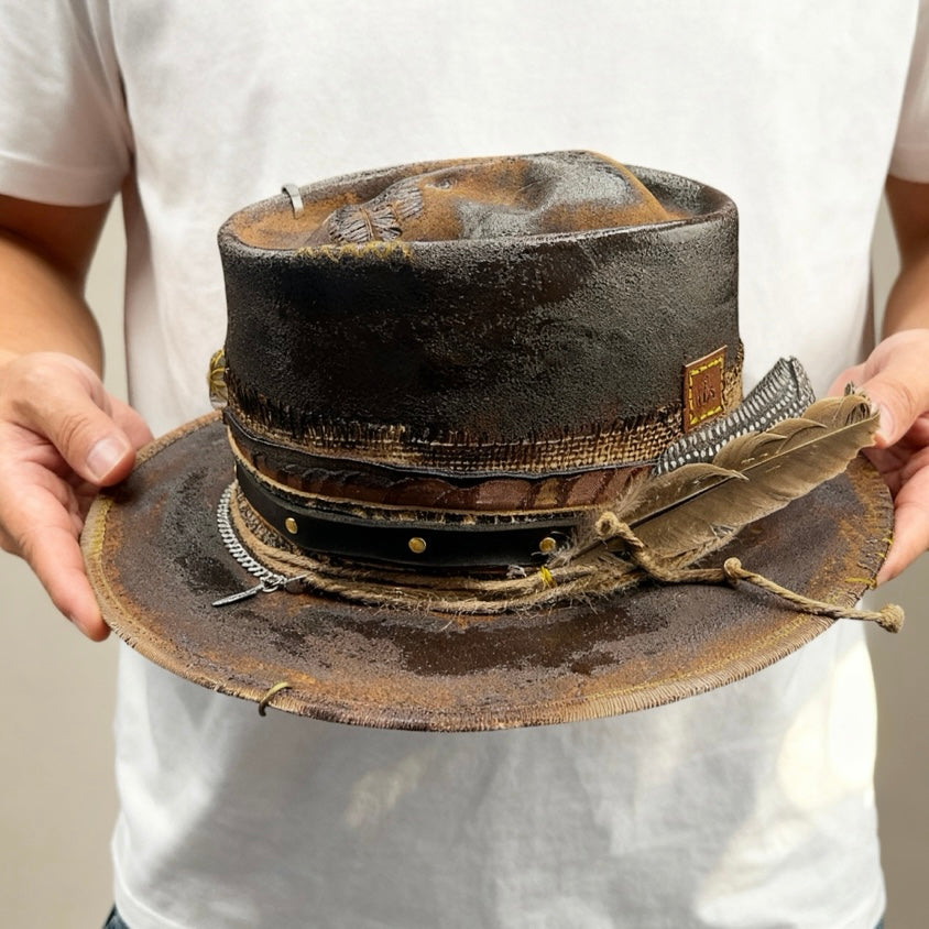 Rare Vintage Skull Hat – Dark Ilaj – Leather Effect Style Hat · Handcrafted